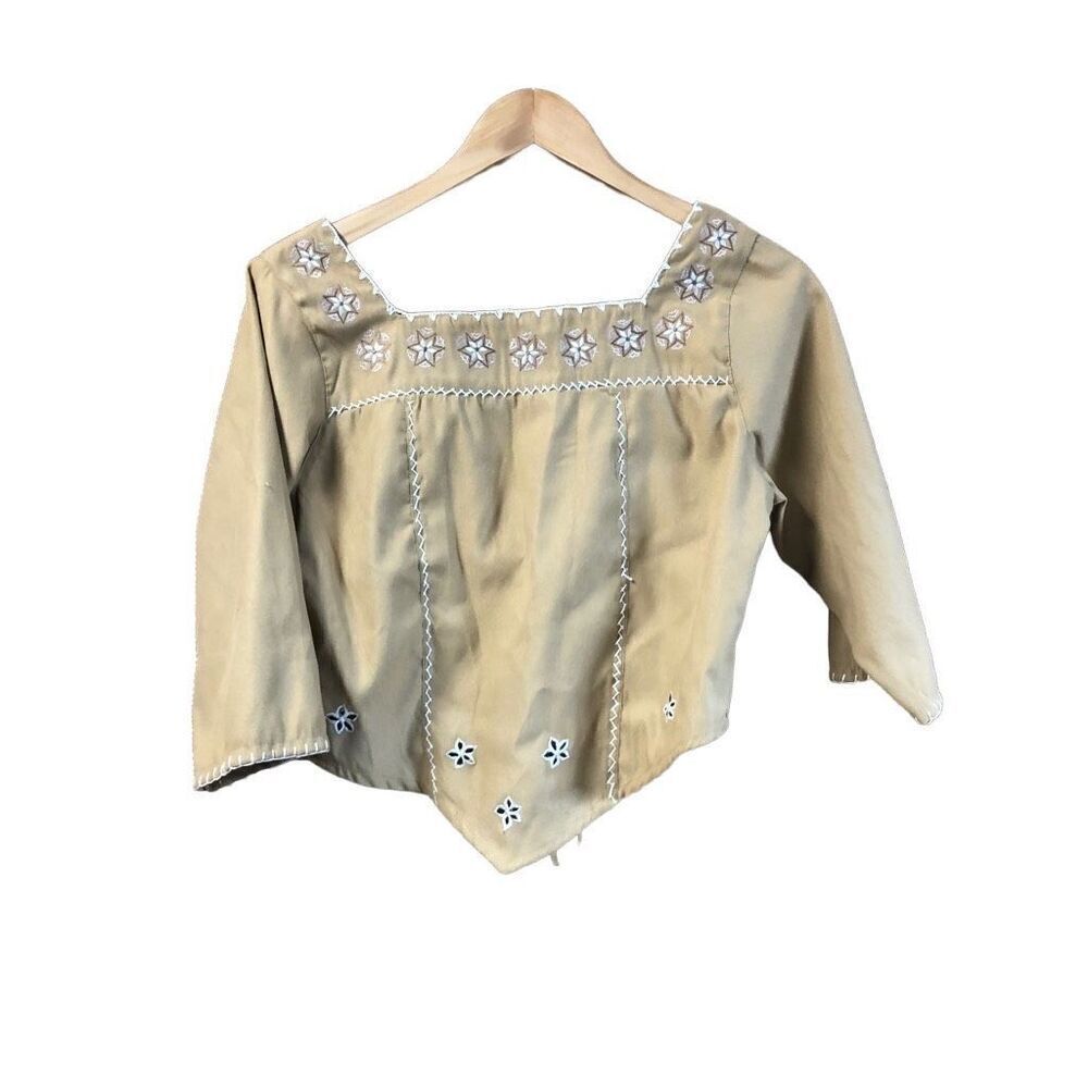 Passport Size Medium (M) BOHO Laced Crop Top Tan
